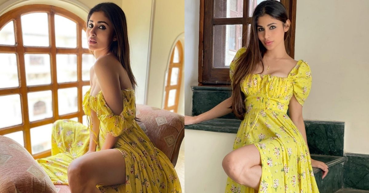 Mouni Roy Flaunts Her Hot Avatar In Thigh Slit Floral Printed Maxi Dress.