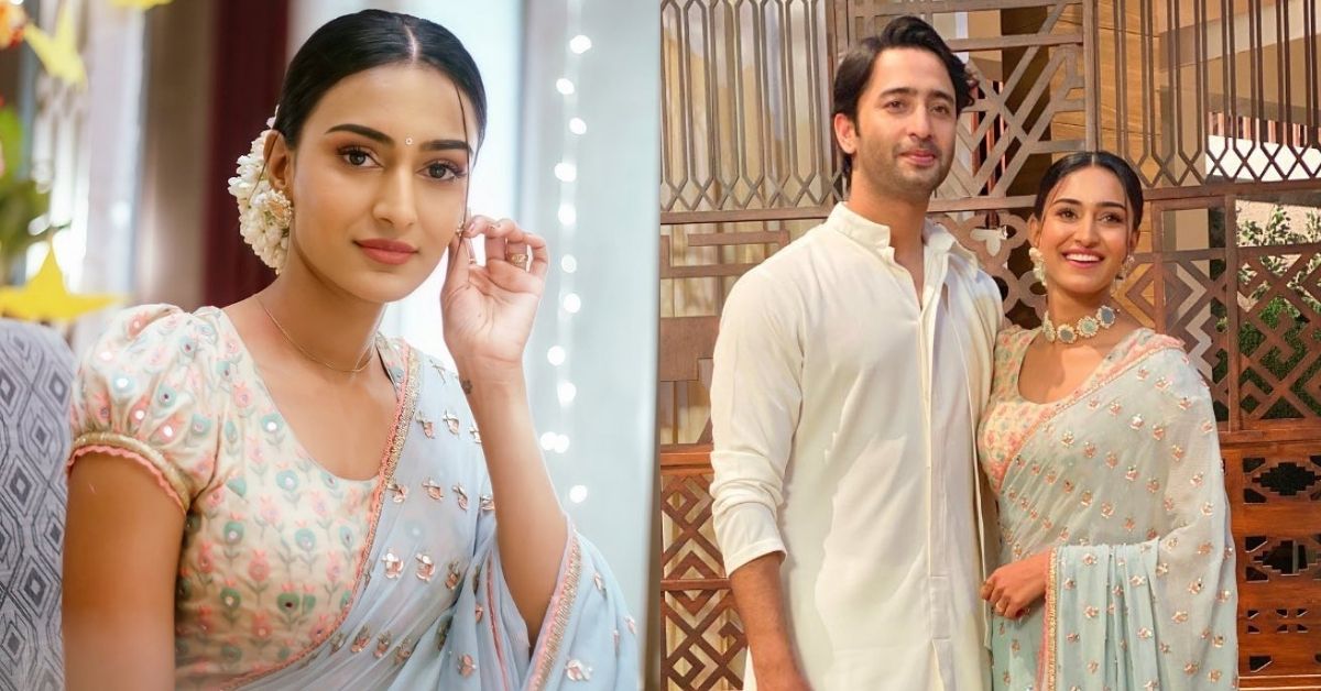 Erica Fernandes Looks Gorgeous in Saree as She Poses with Costar Shaheer Sheikh