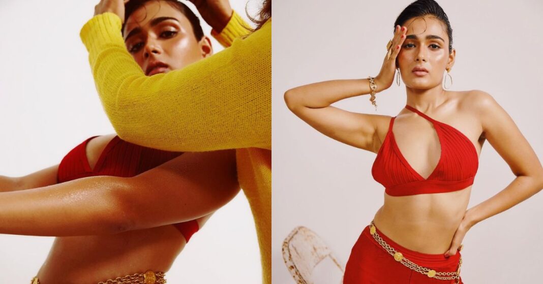 Shalini Pandey Goes Bold In the Latest Hot Photoshoot Wearing Orange Outfit.