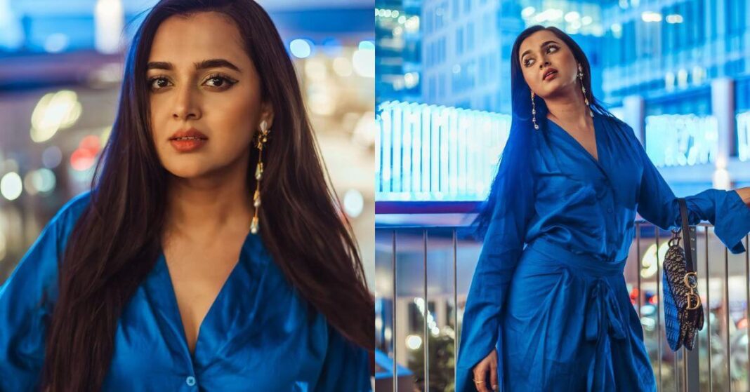 Tejasswi Prakash Looks Pretty In Majestic Blue Dress