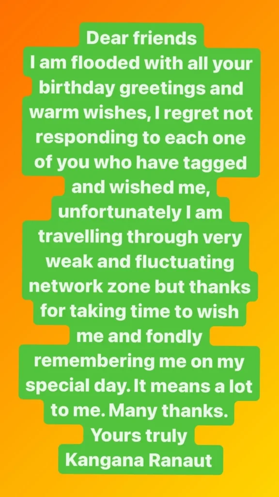 Kangana Ranaut thanks fans Birthday wishes